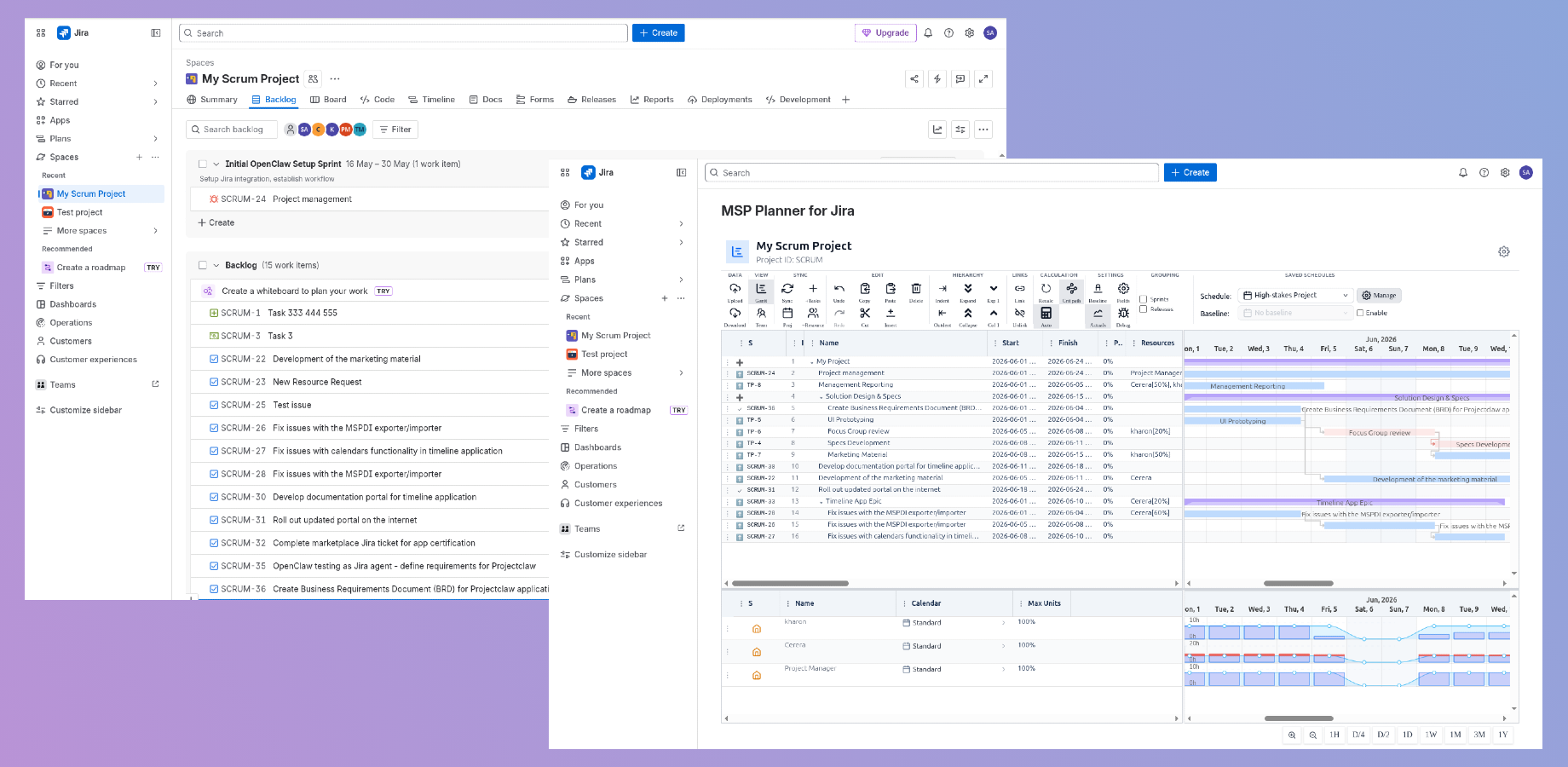 MSP Planner for Jira running inside Jira Cloud